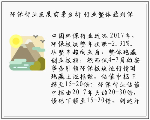 环保行业发展前景分析 行业整体盈利保持高增速_kaiyun网页版登录入口